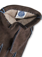 Dunkelbraune Handschuhe aus Ziegenleder mit Cashmere-Futter