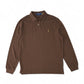 Brown long-sleeved polo shirt "Custom Slim Fit"