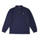 Dark blue stretch long-sleeved polo "Custom Slim Fit"