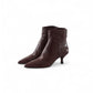 Bordeauxfarbene Softleder Stiefelette mit Absatz