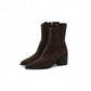 Dunkelbraune Velour-Stiefelette mit Absatz