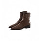 Espressofarbene Softleder Stiefelette mit Absatz