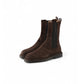 Dunkelbraune Velour-Stiefelette