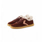 Bordeaux-colored, lambskin-lined velor sneakers