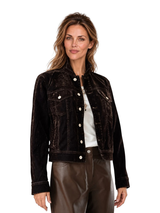 Dunkelbraune Jeansjacke mit Samtoptik von 7 For All Mankind