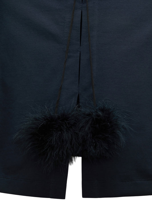 Nachtblaues T-Shirt mit abnehmbaren Feder-Details von Dorothee Schumacher – Ansicht 6