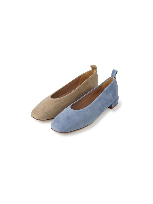 Jeansblauer Velours-Ballerina von Odare – Ansicht 3
