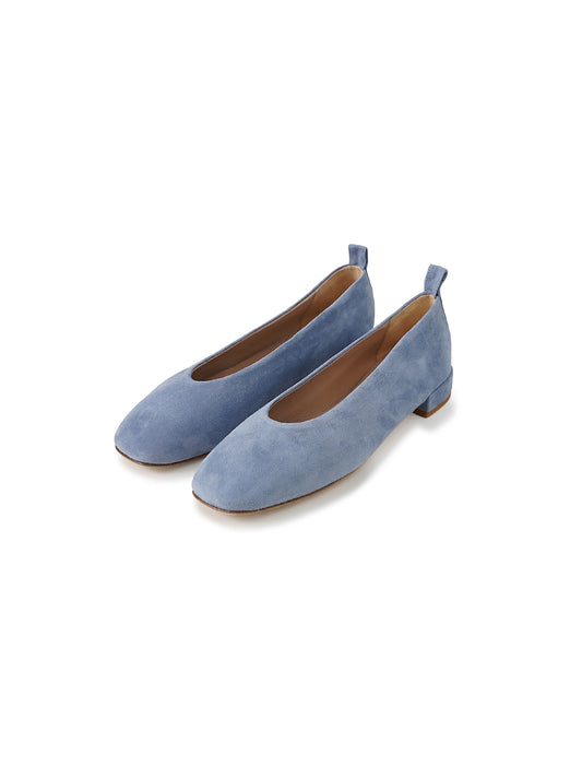 Jeansblauer Velours-Ballerina von Odare