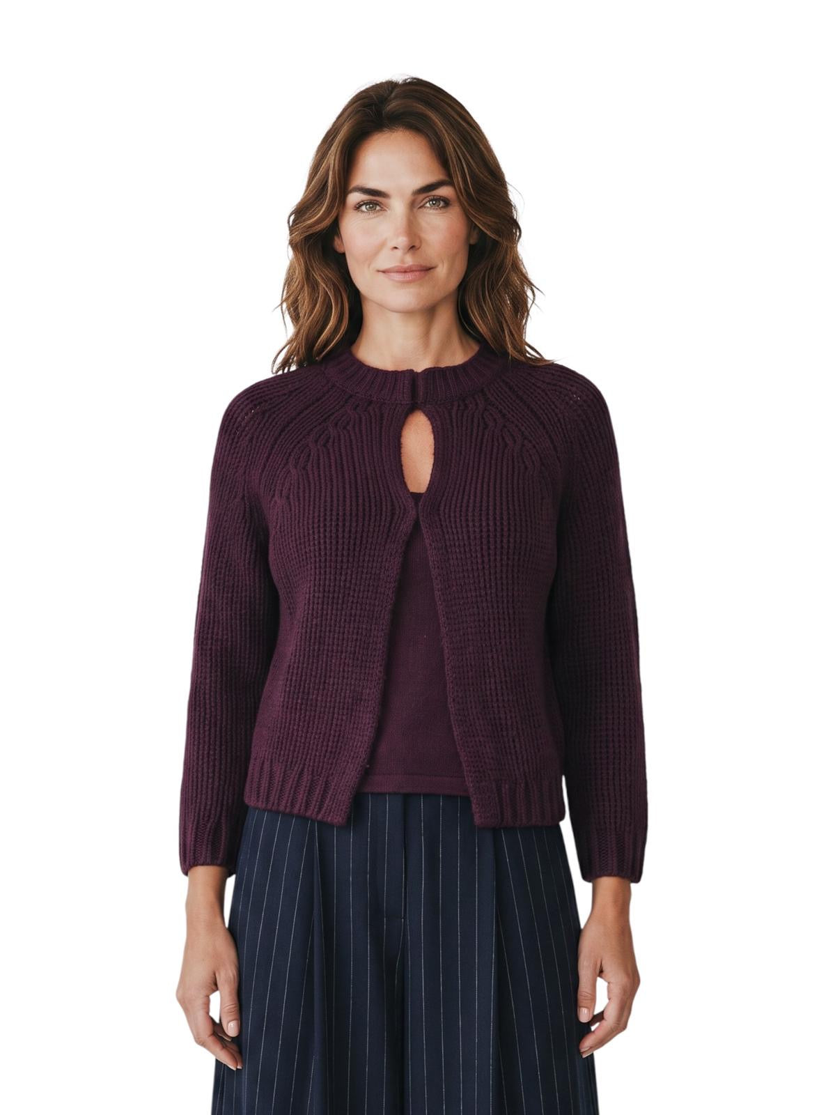 Bordeauxfarbene Cashmere-Strickjacke von S.Marlon