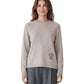 Grau-taupefarbener Rundhals-Pullover mit Logo von Hemisphere