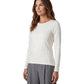 Ecrufarbenes Langarmshirt mit Rundhalsausschnitt