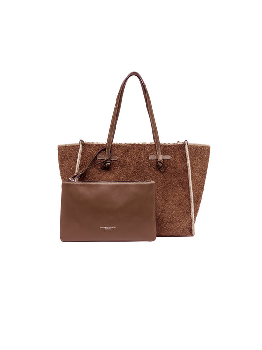 Cognacfarbene Velours-Tasche von Gianni Chiarini