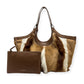Creme/Haselnussfarbene Fell-Tasche