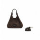 Mittelgroße, espressofarbene Velour-Tasche