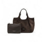 Mittelgroße, espressofarbene Velour-Tasche