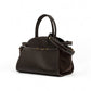 Kleine, dunkelbraune Tasche mit Velour-Details