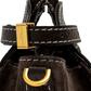 Kleine, dunkelbraune Tasche mit Velour-Details