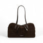 Dunkelbraune Velour-Tasche