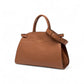 Cognacfarbene Tasche mit Velour-Details