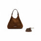 Mittelgroße, cognacfarbene Velour-Tasche