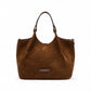 Mittelgroße, cognacfarbene Velour-Tasche