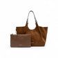 Cognacfarbene Velour-Tasche