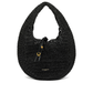 Schwarze, runde Bast-Tasche