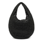 Schwarze, runde Bast-Tasche