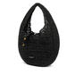 Schwarze, runde Bast-Tasche