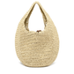 Sandfarbene, runde Bast-Tasche