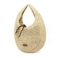 Sandfarbene, runde Bast-Tasche