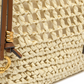 Kleine sandfarbene Bast-Tasche