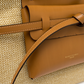 Cognac/Sandfarbene Tasche mit Bast