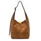 Cognacfarbene, große Velour-Tasche