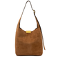 Cognacfarbene, große Velour-Tasche