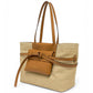 Cognac/Sandfarbene Tasche mit Bast
