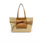 Cognac/Sandfarbene Tasche mit Bast