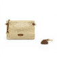 Kleine sandfarbene Bast-Tasche