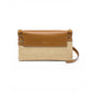 Cognac/Sandfarbene, kleine Tasche mit Bast