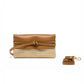 Cognac/Sandfarbene, kleine Tasche mit Bast