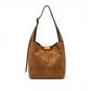Cognacfarbene, große Velour-Tasche