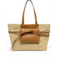 Cognac/Sandfarbene Tasche mit Bast