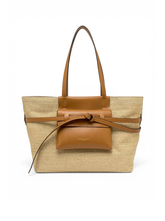 Cognac-sandfarbene Tasche mit Bast von Gianni Chiarini