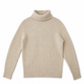Cremefarbener Rippstrick-Rollkragenpullover von Glenugie – Vorderansicht