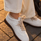 Weißer Leder-Sneaker mit Lammfell-Fütterung von Soldini – Ansicht 2