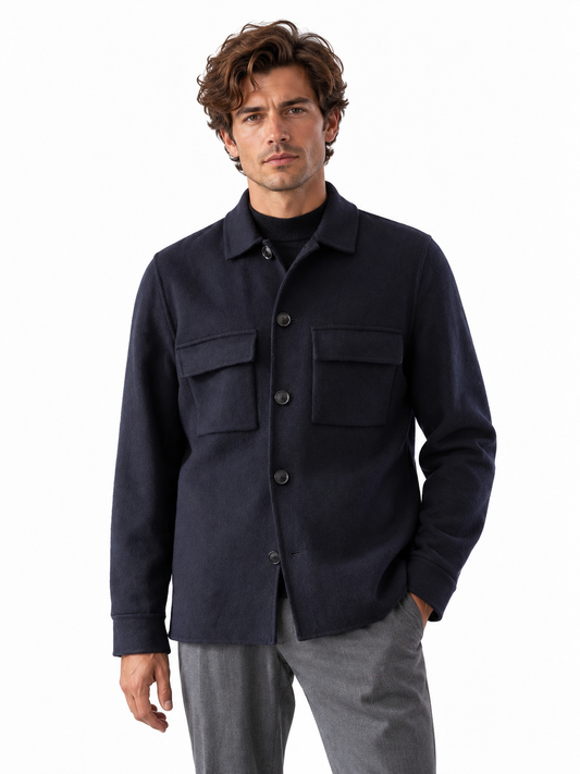 Dunkelblaues Overshirt aus Wollmischgewebe von Galà