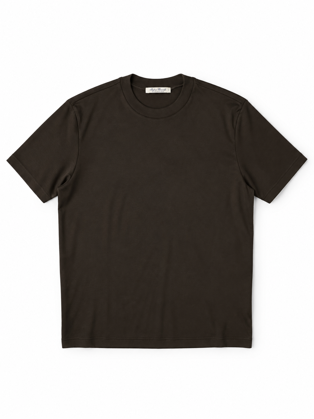 Dunkelbraunes Jersey T-Shirt von Stefan Brandt