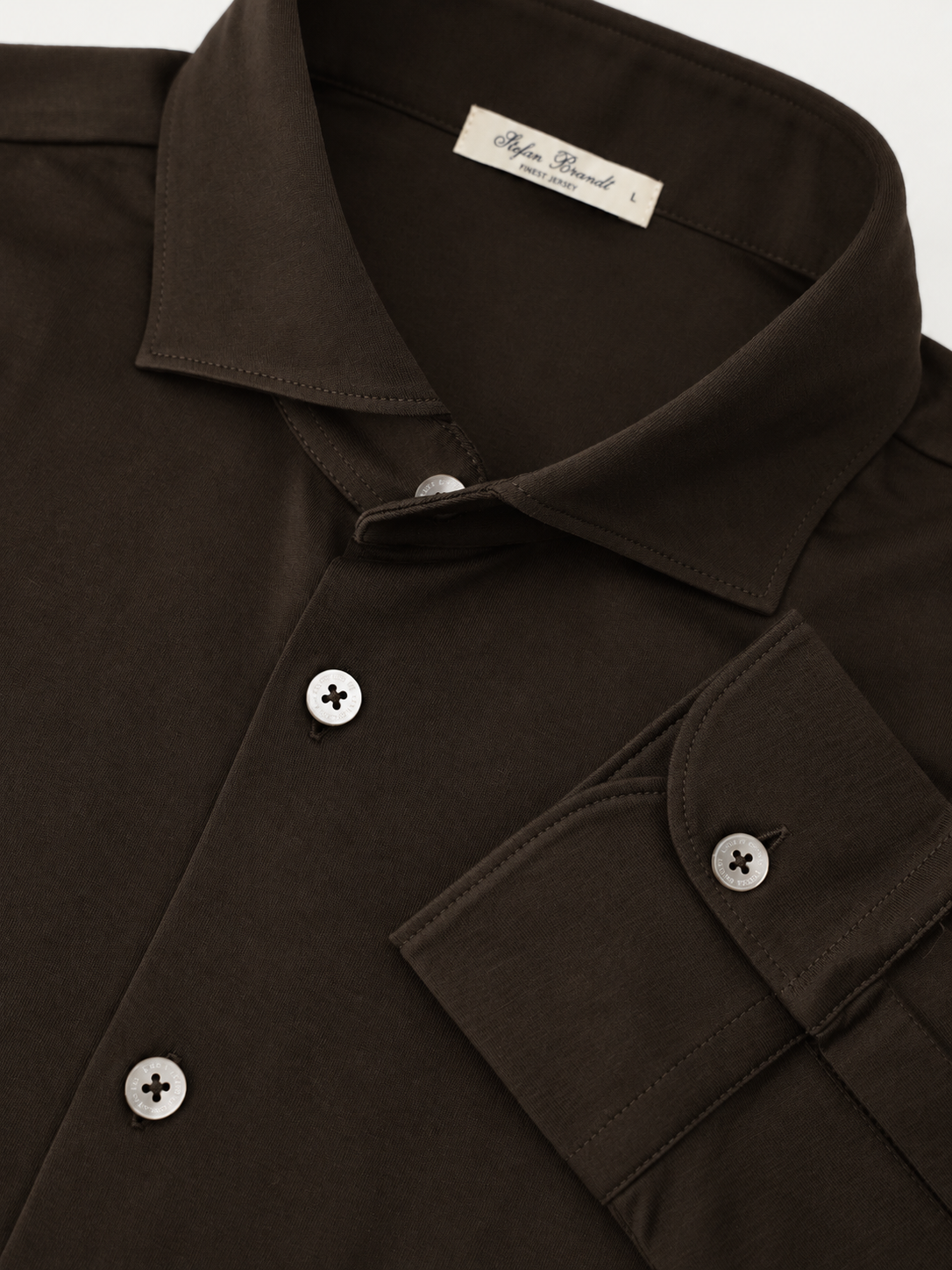 Schokobraunes Jersey-Hemd von Stefan Brandt – Ansicht 2