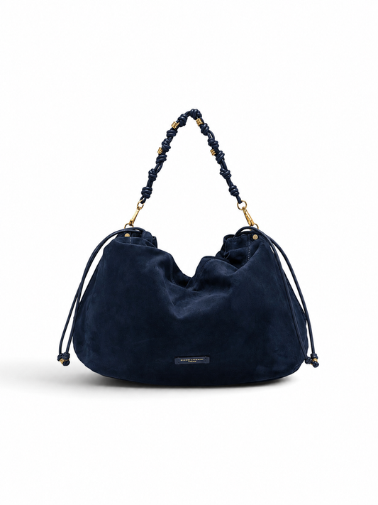 Dunkelblaue Velour-Tasche „Morgana“ von Gianni Chiarini