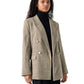Beigefarbener Glencheck-Blazer mit Schmuckknöpfen von Essentiel Antwerp